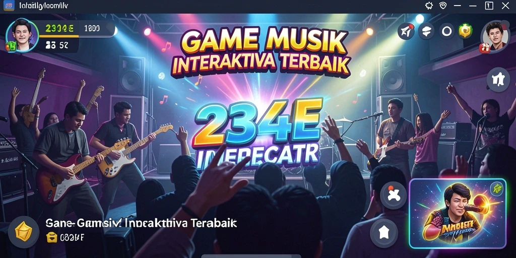 Screenshot utama 234E menampilkan suasana permainan musik yang mendebarkan.