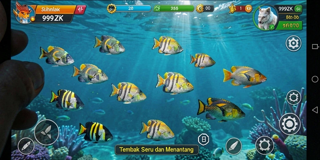 Tampilan gameplay Tembak Ikan yang menarik dan memukau.