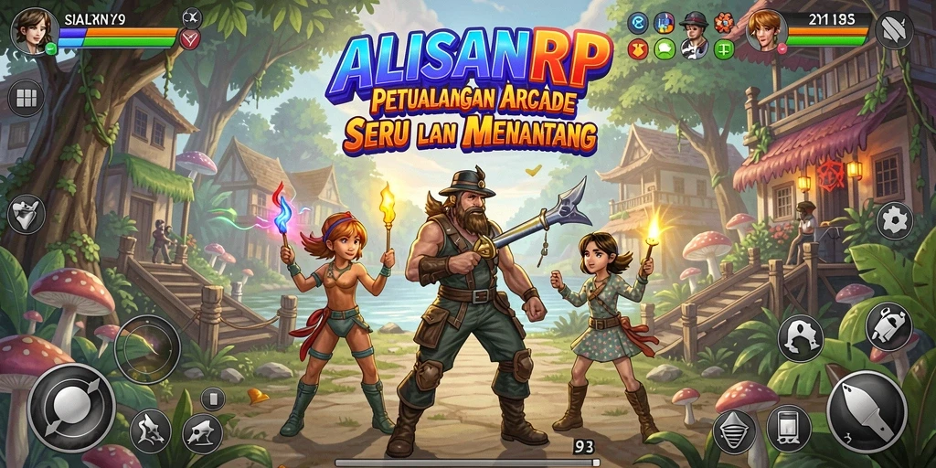 Tangkapan layar utama ALISANRP menunjukkan aksi seru dalam permainan.