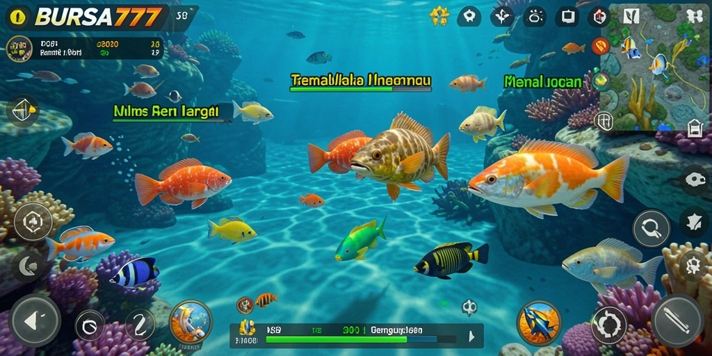 Tampilan menarik dari gameplay BURSA777 saat menangkap ikan.