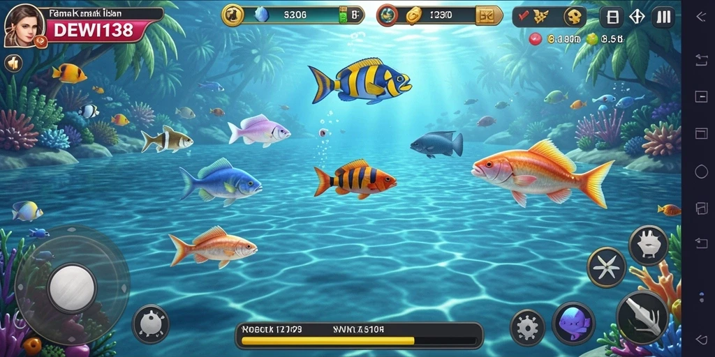 Screenshot gameplay DEWI138 yang menampilkan serunya menembak ikan.