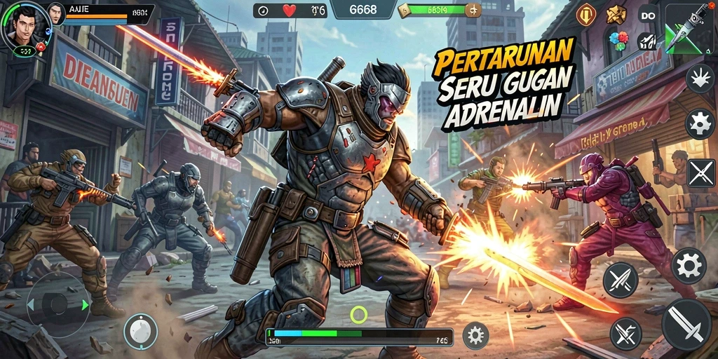 Tampilan gameplay G668 menunjukkan pertarungan yang intens dan karakter yang dinamis.