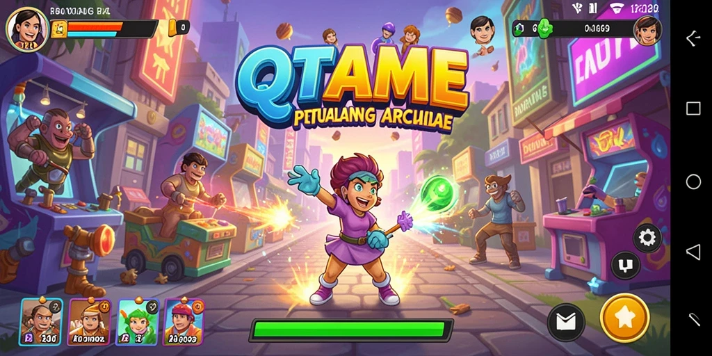 Screenshot gameplay QTGAME yang penuh aksi di dunia arcade.