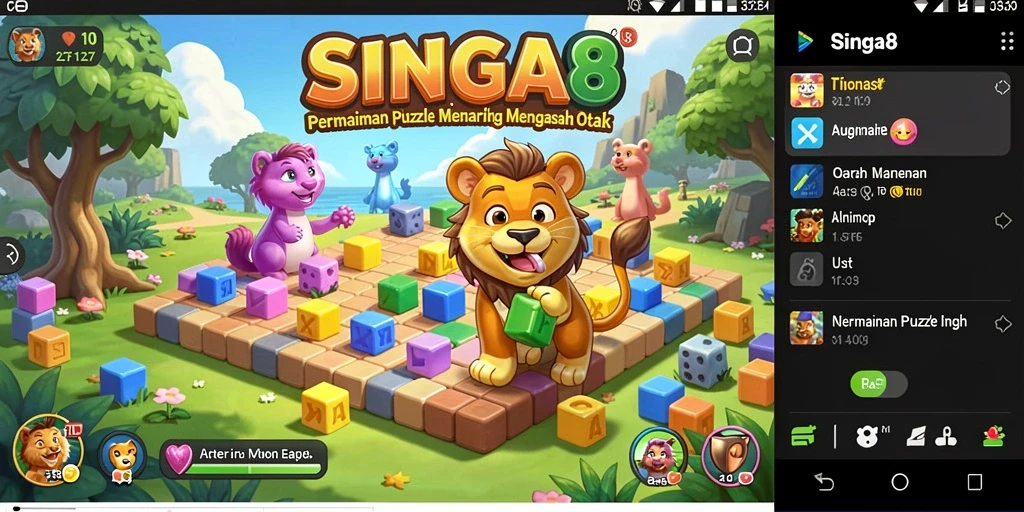 Tangkapan layar menunjukkan gameplay seru dari SINGA8 yang menantang.