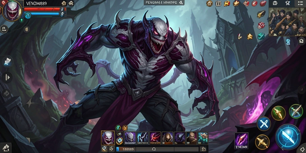 Screenshot gameplay <strong>VENOM889</strong> menunjukkan pertarungan epik dengan grafis yang memukau.