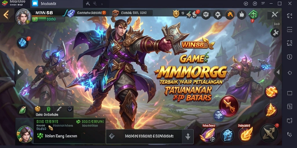 Tampilan gameplay fantastis dalam dunia <strong>WIN88</strong> sebagai MMORPG.